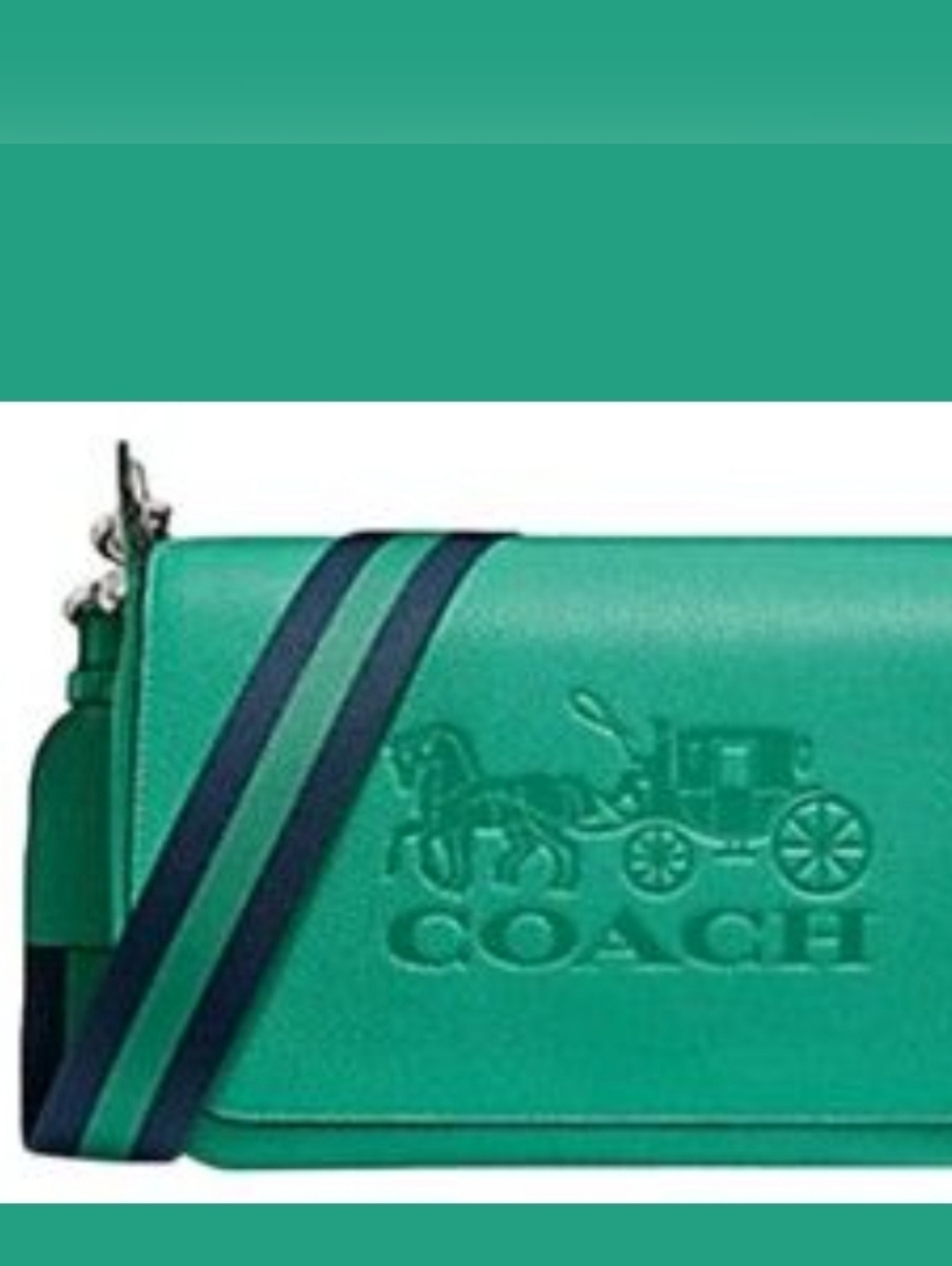 Green Crossbody Coach Bag with Horse & Carriage - Picture 4 of 17